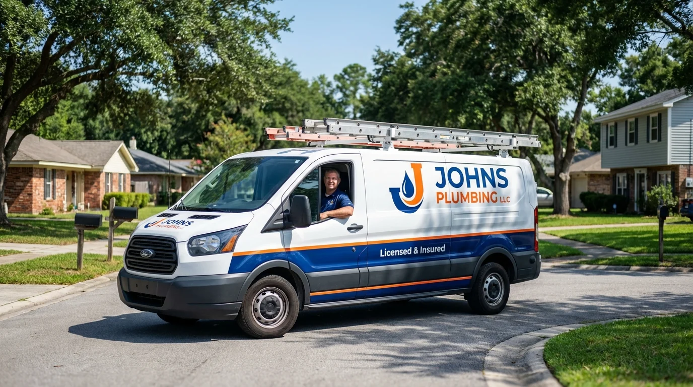 Johns Plumbing LLC service van in Runnemede, NJ