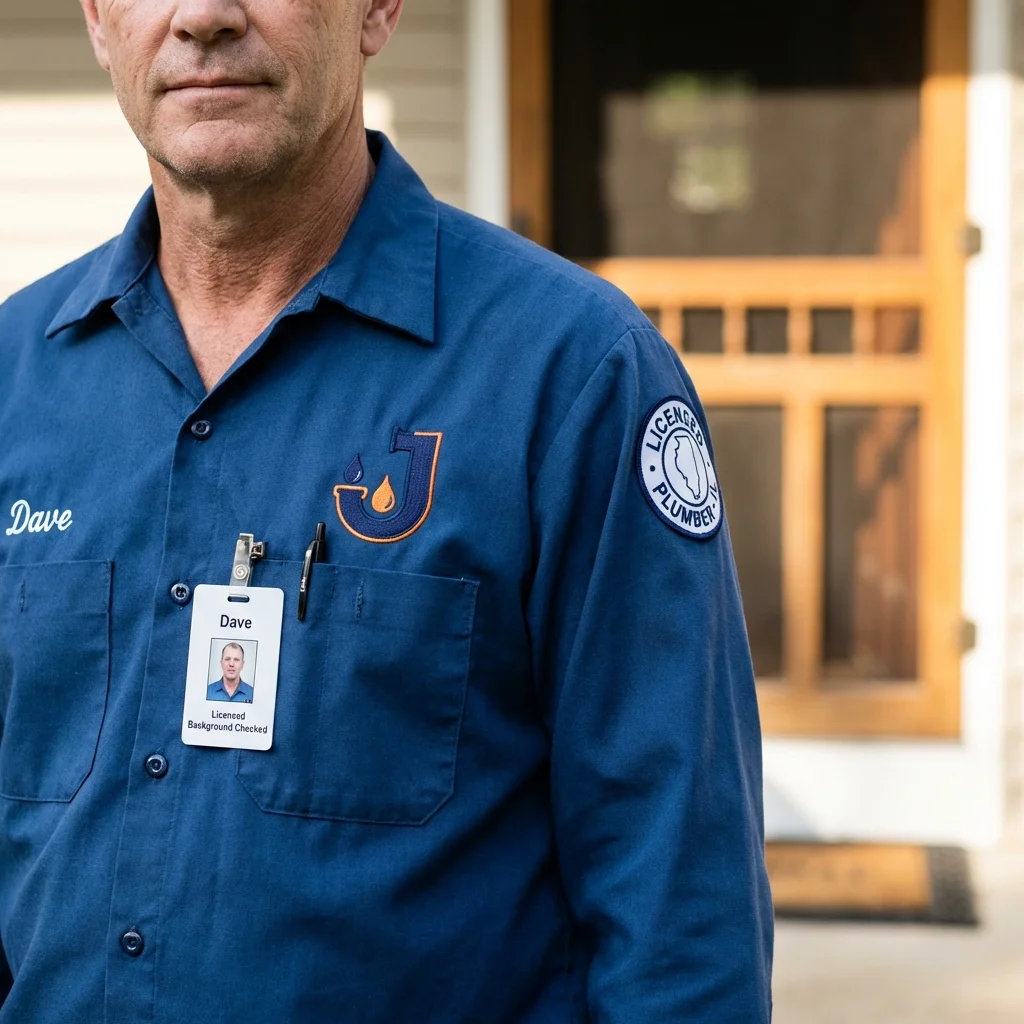 Licensed plumber showing ID badge in Runnemede, NJ