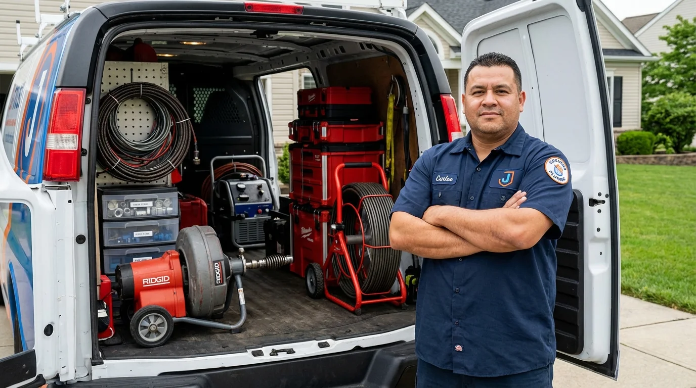 Professional drain cleaning equipment and Johns Plumbing LLC plumber in Runnemede