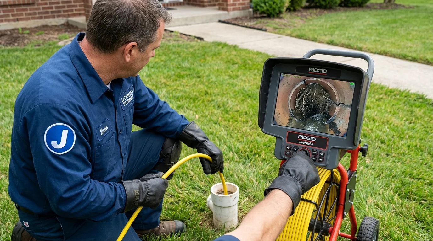 Sewer camera inspection being performed by Johns Plumbing LLC in Runnemede